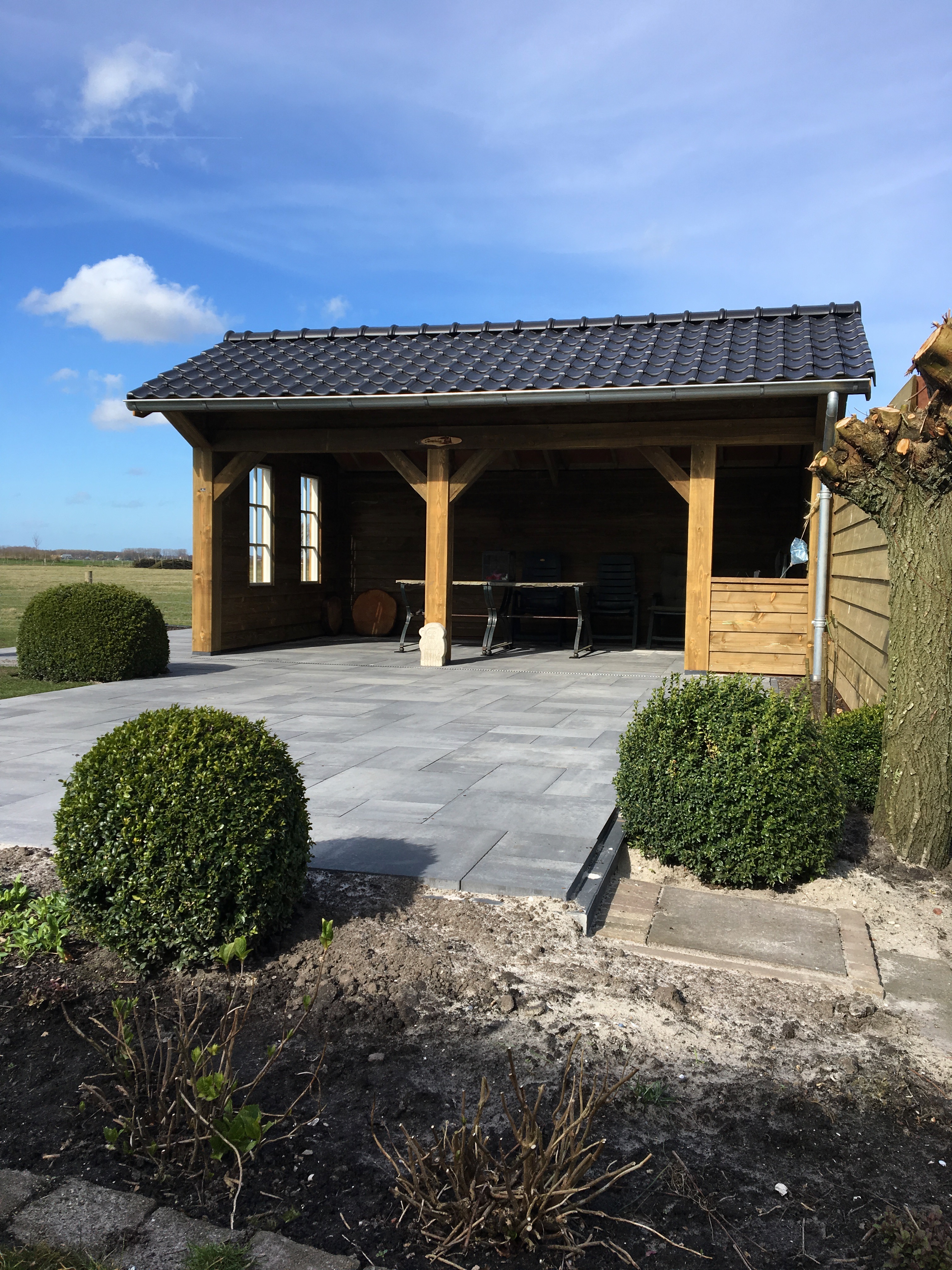 Tuinhuis blokhut overkapping bouwen