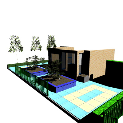 Tuinontwerp met bebouwing